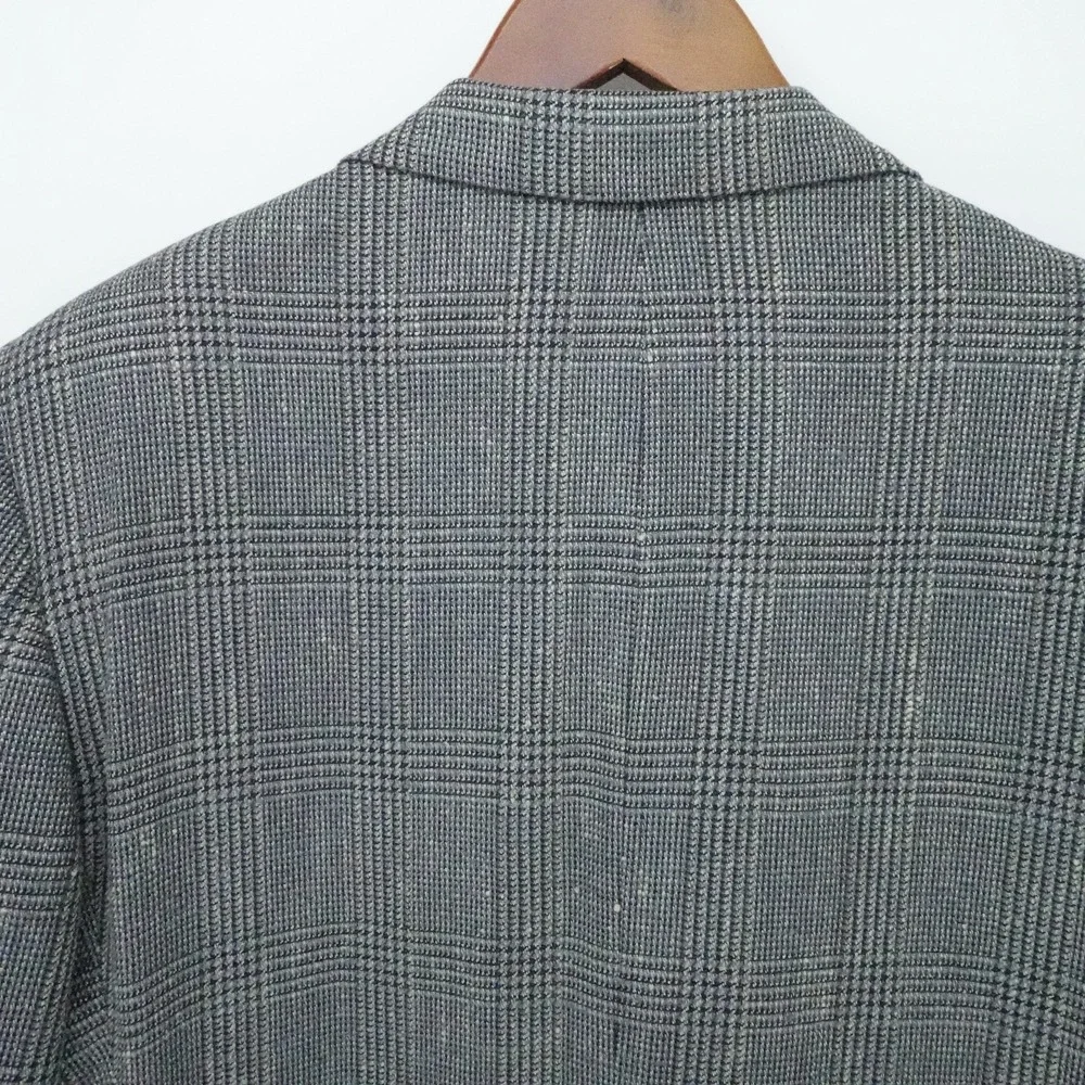 Oxxford Clothes Neiman Marcus Sport Coat Mens 44S Gray‎ Glen Plaid Wool
